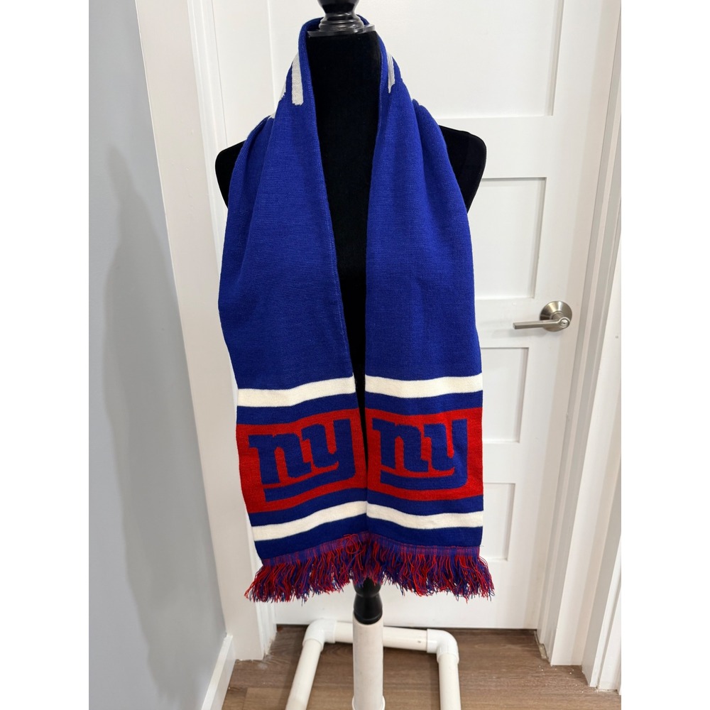 Forever Collectibles New York Giants NFL Knit Scarf Blue Red White Fringe Trim